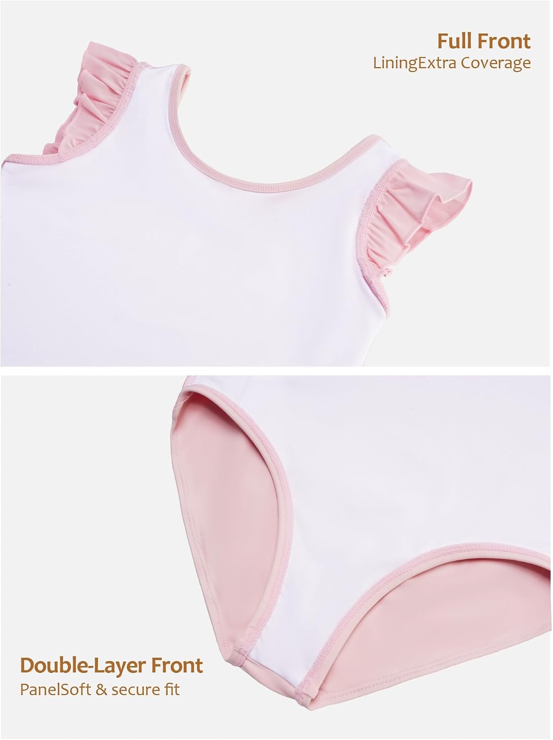 Stelle Ballet Leotards for Girls Ruffle Sleeve Gymnastics Dancewear 2-14Y(Ballet Pink)
