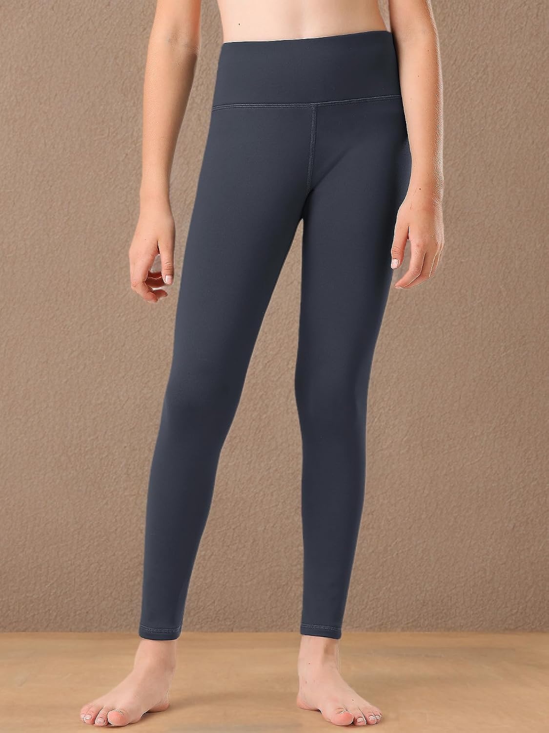Stelle Girls Fleece Lined Leggings with Hidden Pocket High Waisted 2 Packs(A3-charcoal)