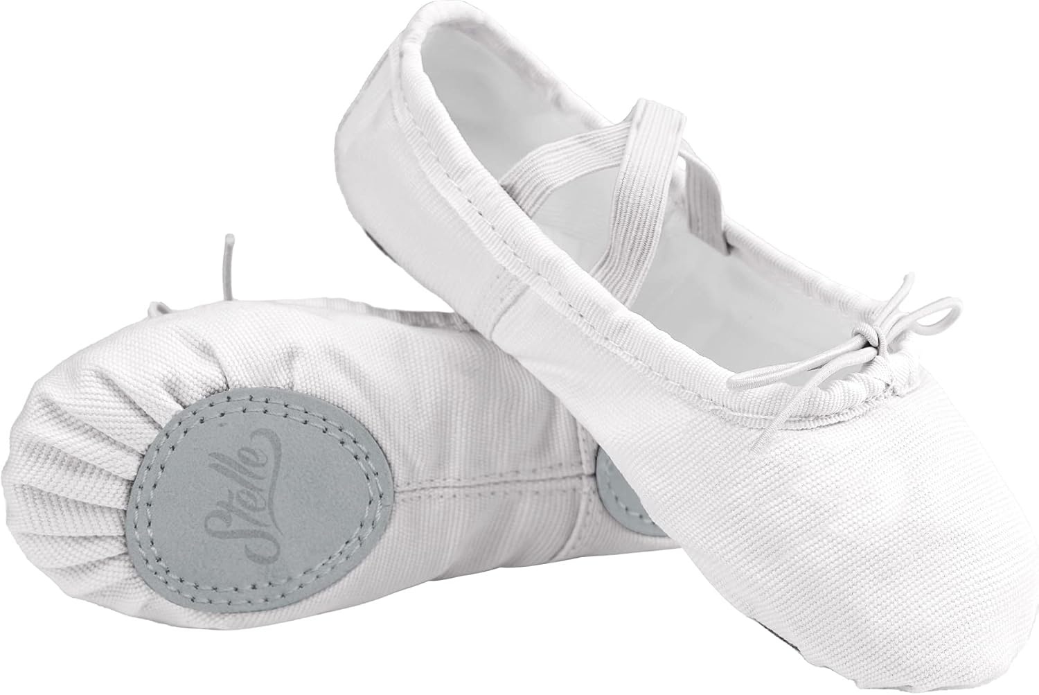 Stelle Canvas Ballet Shoes for Girls Dance Ballet Slippers Shoes(Toddler/Little/Big Kid/Women)(White)