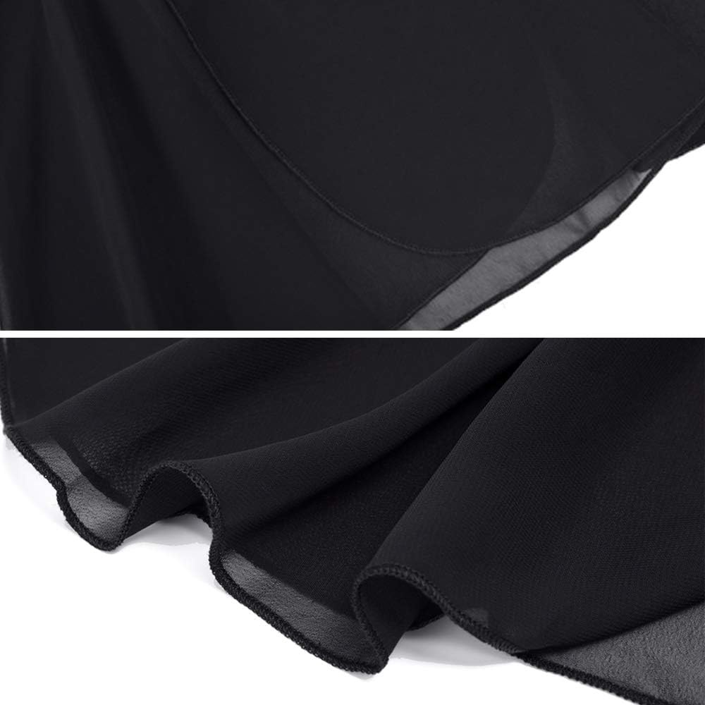 Stelle Ballet Skirts for Girls Toddler Dance Skirt Chiffon Kids Ballet Wrap Skirts(01-black (Pull On))
