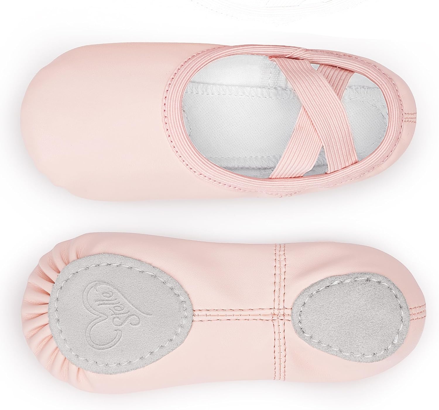 Stelle Toddler Ballet Shoes for Girls Boys PU Leather Lace-Free Dance Slippers for Little Kids/Big Kids(Ballet Pink)