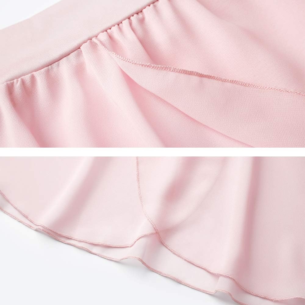 Stelle Ballet Skirts for Girls Toddler Dance Skirt Chiffon Kids Ballet Wrap Skirts(01-pink (Pull On))