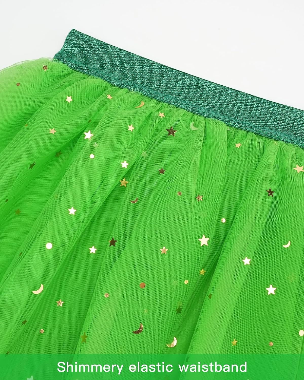 Stelle Tutu for Girls Sequin Skirt with Elastic Waist Layered Tulle Ballet Dance Princess Dress Birthday Outfit(Vibrant Green)