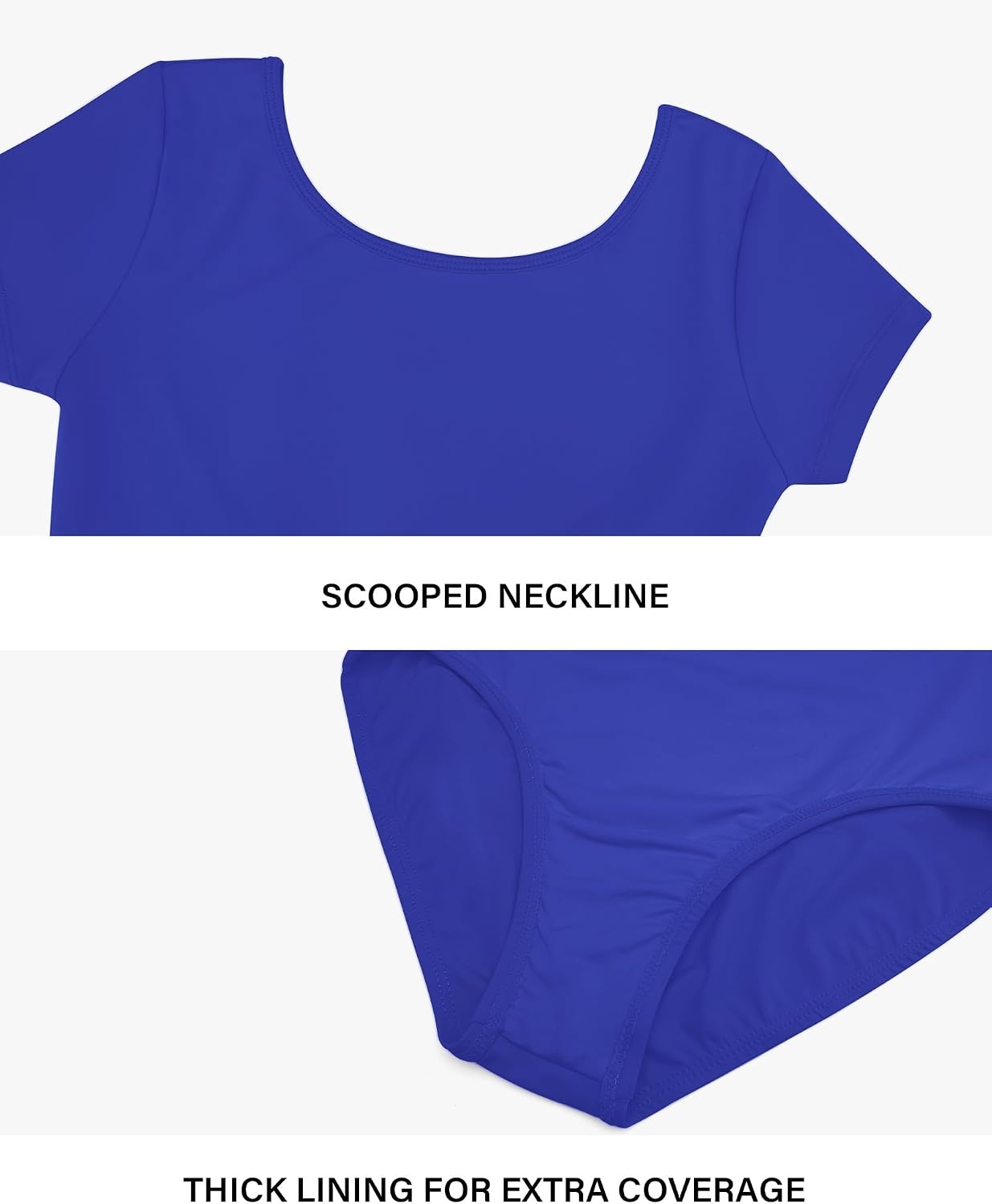 Stelle Leotards for Girls Ballet Scoop Neck Short Sleeve Leotard Gymnastics Dance Unitards(Royal Blue)