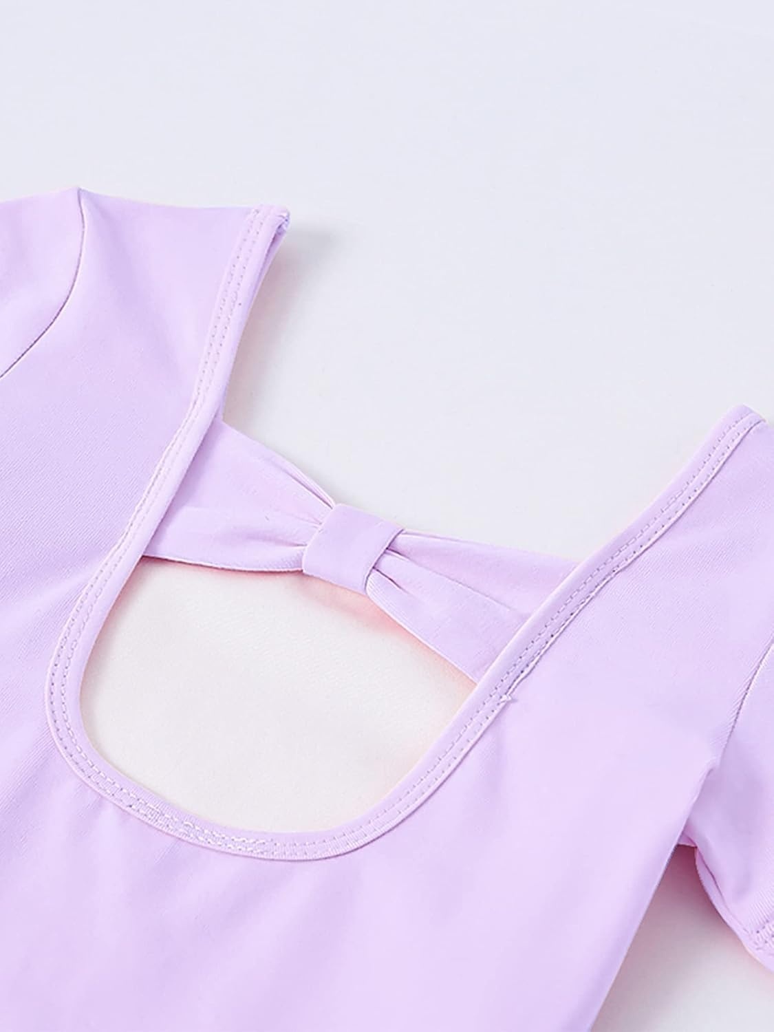 Stelle Leotard for Girls Black Ballet Dance Leotard Gymnastics Outfits with Bow Back (Toddler/Little/Big Kids)(1-lavender)