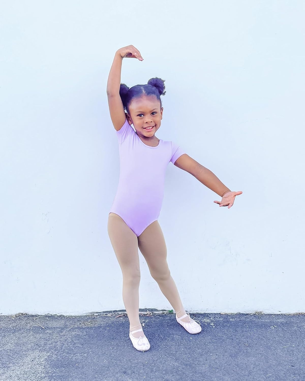 Stelle Leotard for Girls Black Ballet Dance Leotard Gymnastics Outfits with Bow Back (Toddler/Little/Big Kids)(1-lavender)
