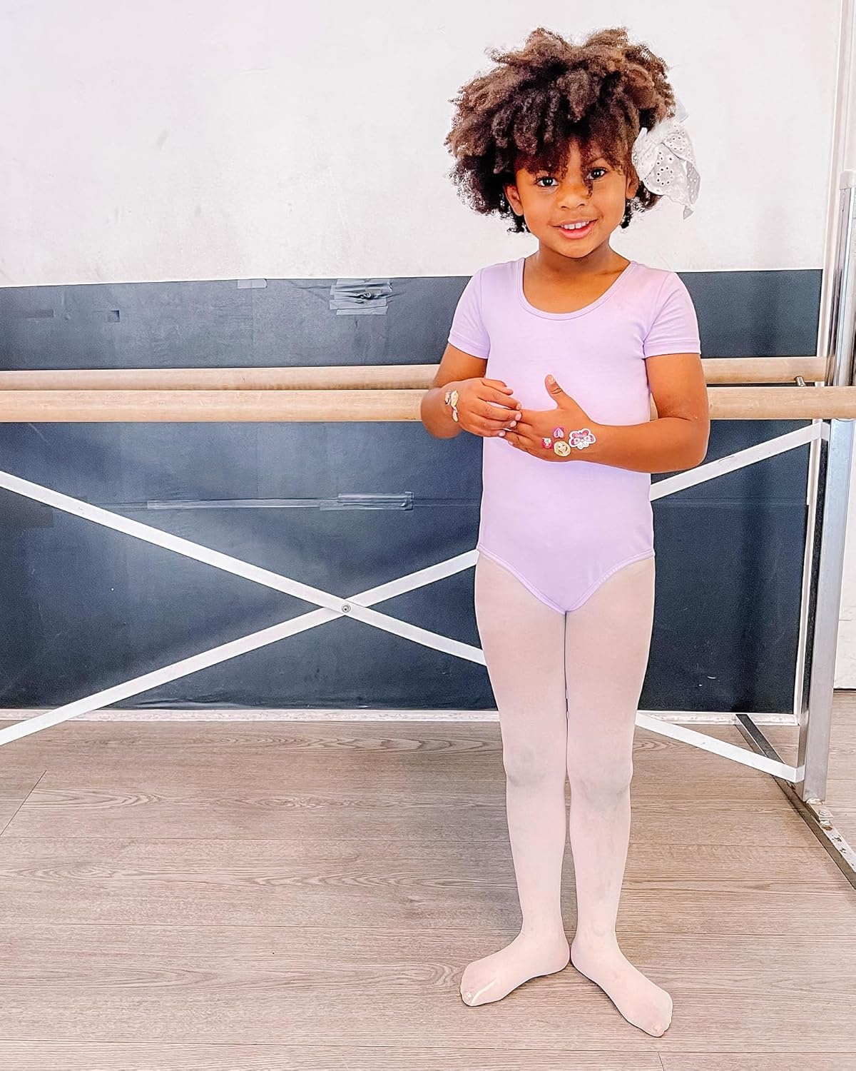 Stelle Leotard for Girls Black Ballet Dance Leotard Gymnastics Outfits with Bow Back (Toddler/Little/Big Kids)(1-lavender)