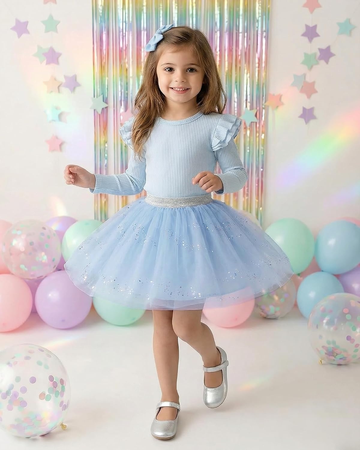 Stelle Tutu for Girls Skirt Layered Tulle Ballet Princess Birthday Outfit | Tutu for girls, Layered fluffy sequin skirt, Lightweight soft fabric, Toddler tutu, Dance class, Performance, Birthday outfit(Icy Blue)