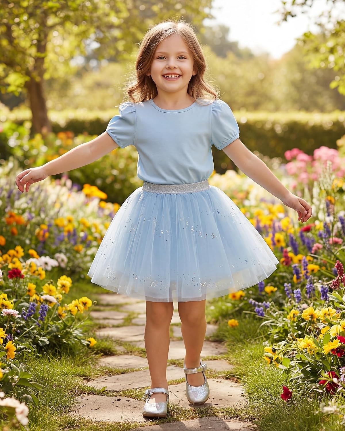 Stelle Tutu for Girls Skirt Layered Tulle Ballet Princess Birthday Outfit | Tutu for girls, Layered fluffy sequin skirt, Lightweight soft fabric, Toddler tutu, Dance class, Performance, Birthday outfit(Icy Blue)