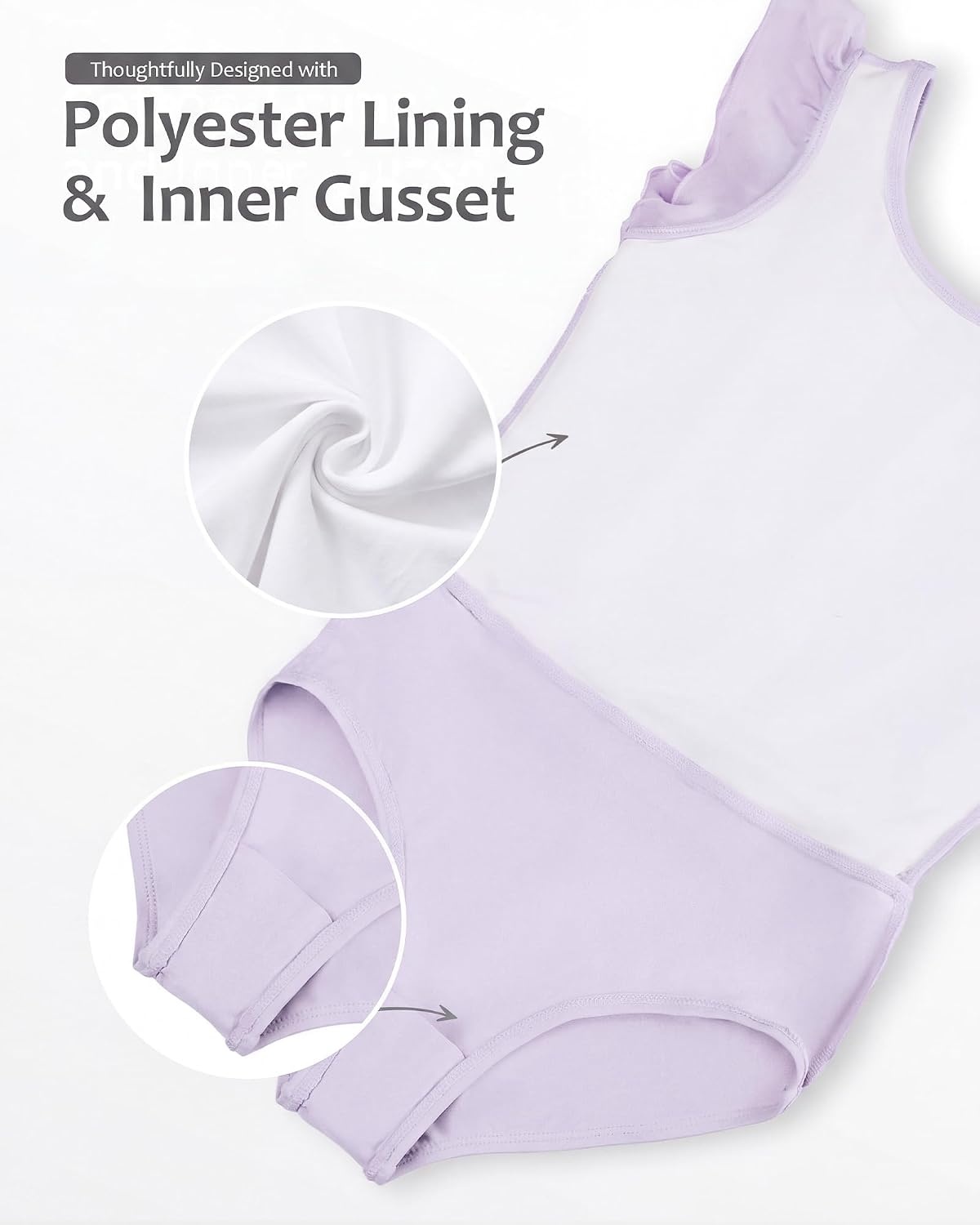 Stelle Girls Flutter Sleeve Ballet Leotards Toddler Tutu Skirted Dresses(Lavender)