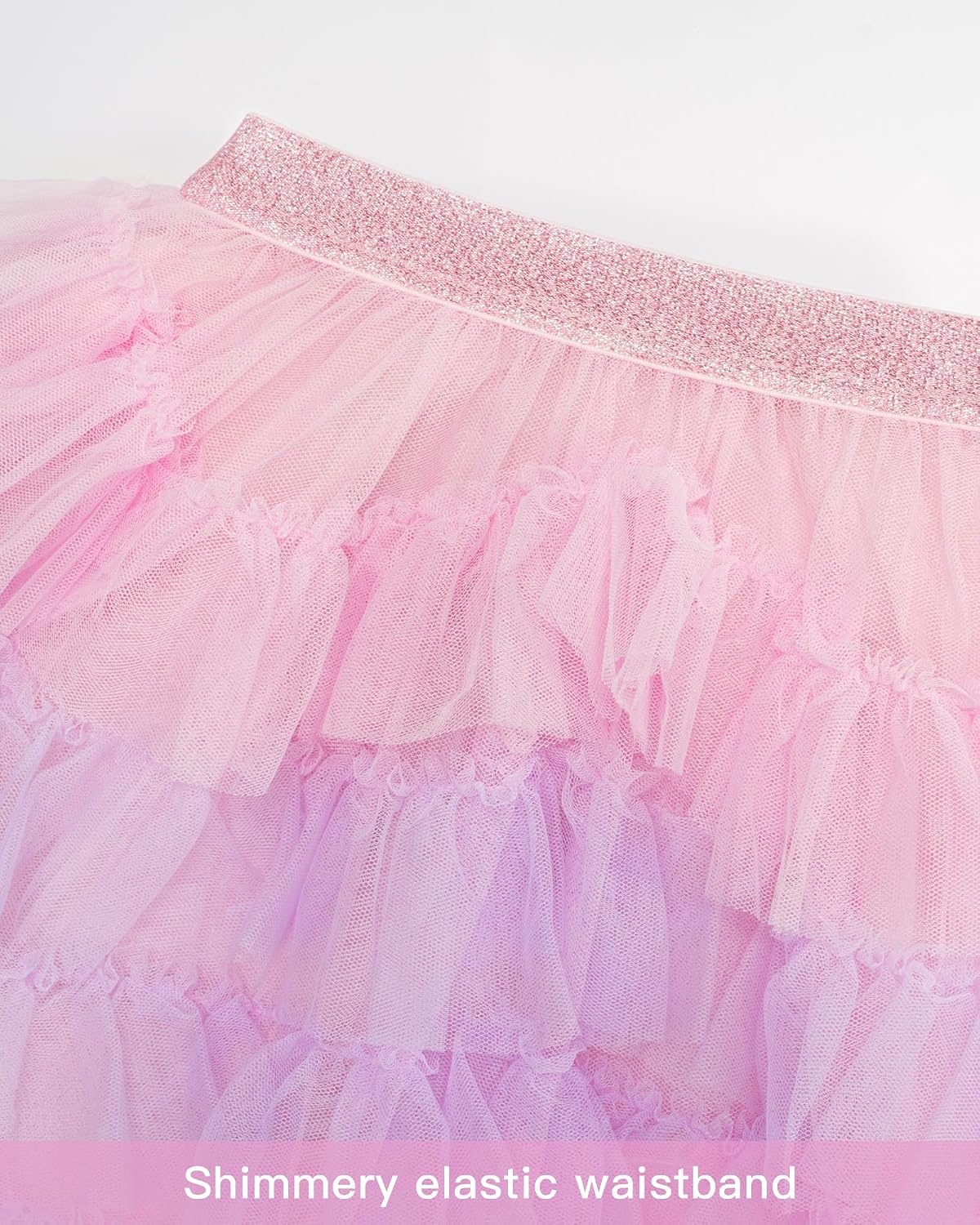 Stelle Girls Tutu Skirt 5 Layers Fluffy Tulle Dance Ballet Skirt Princess Birthday Party Costume(Pink Ombre)