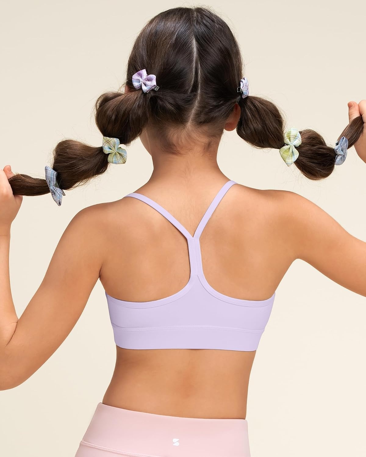 Stelle Girls Sports Bra Training Bra Spaghetti Strap Y Back Bra Yoga Crop Top for Teens Kids(Lavender)