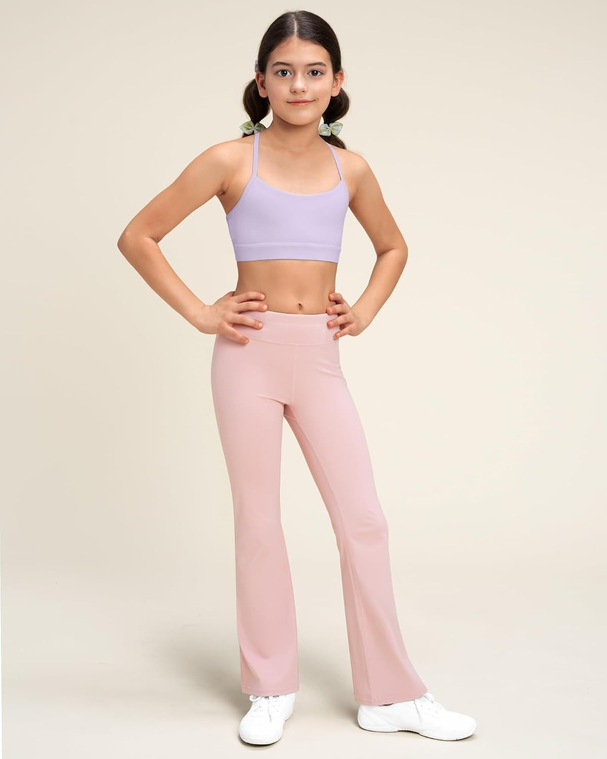 Stelle Girls Sports Bra Training Bra Spaghetti Strap Y Back Bra Yoga Crop Top for Teens Kids(Lavender)
