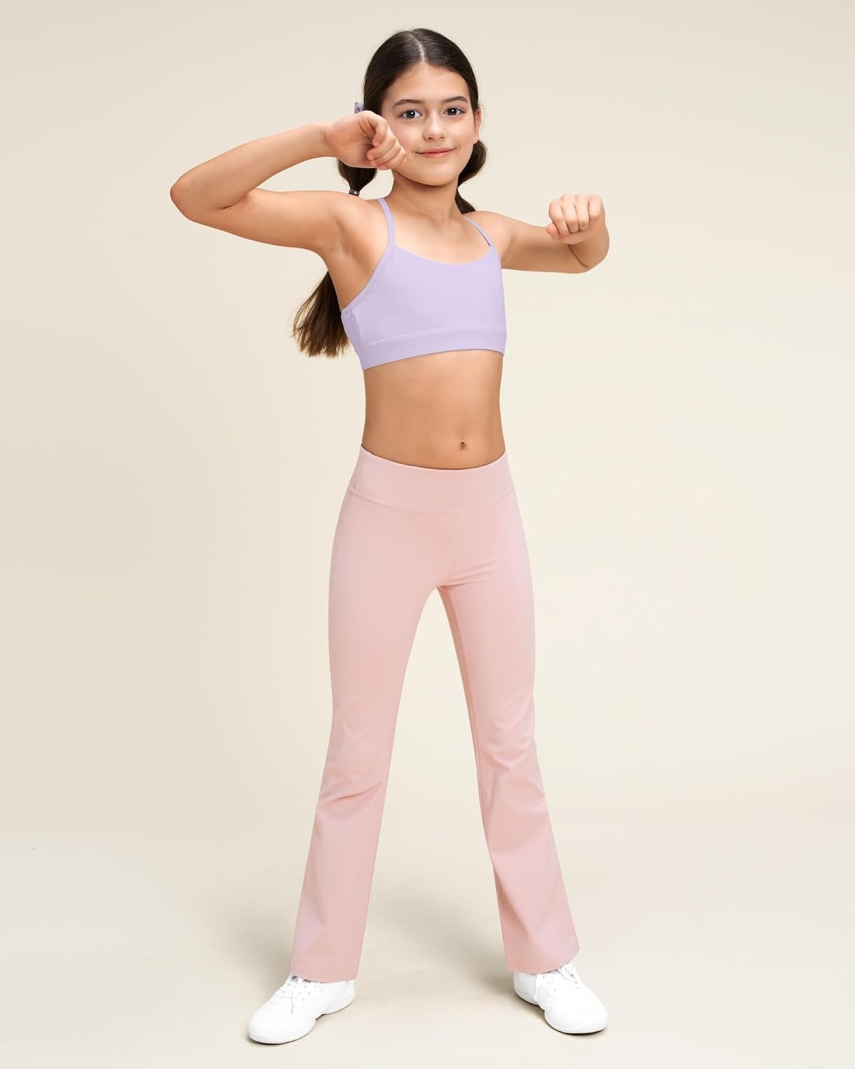 Stelle Girls Sports Bra Training Bra Spaghetti Strap Y Back Bra Yoga Crop Top for Teens Kids(Lavender)