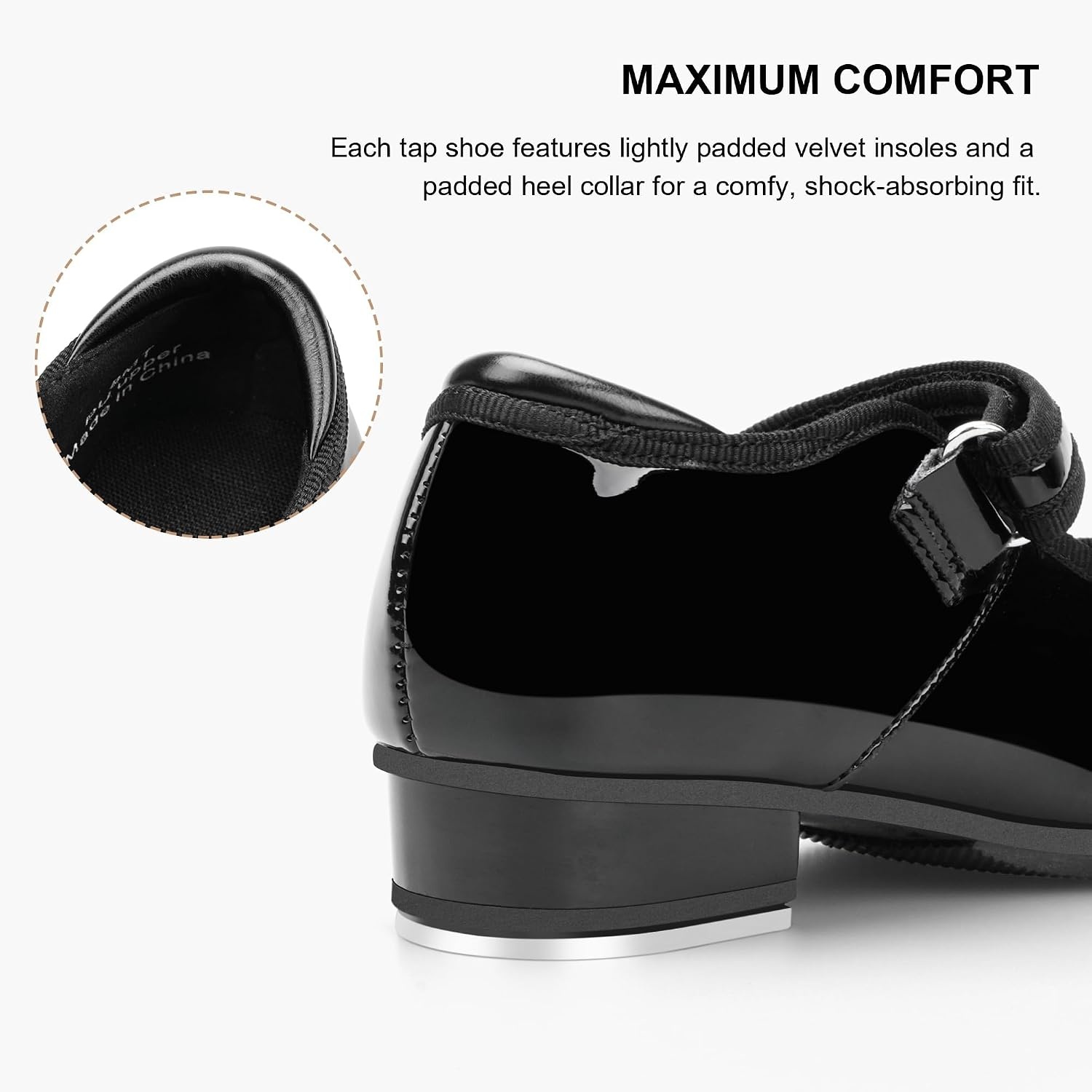 Stelle Tap Shoes for Toddler Girls PU Unisex Tap Dance Shoes | Rounded toe, Padded heel collar, Clear tap sound, Cushioned insole, Non-slip outsole, Lightweight design(B-black)