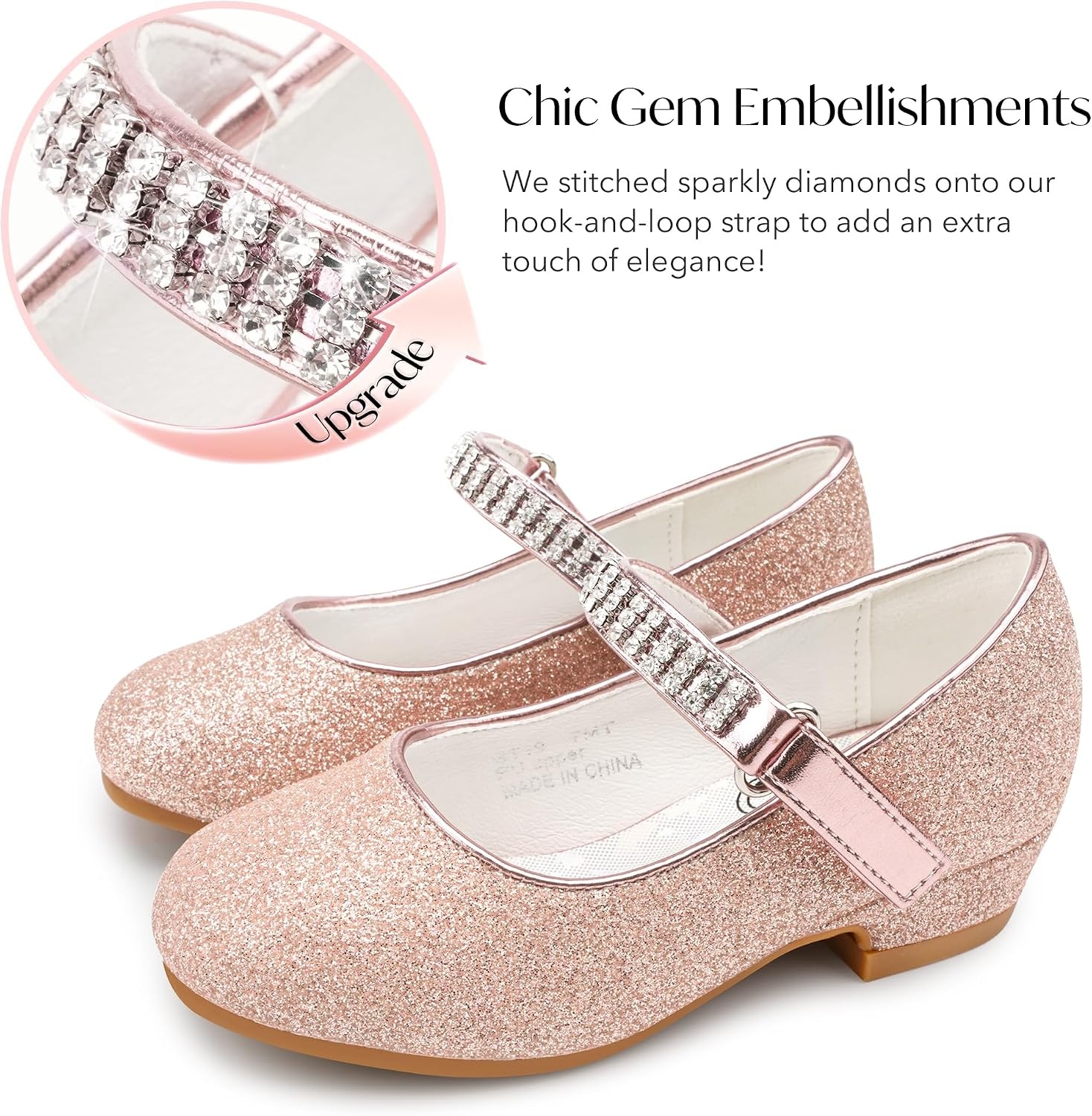 Stelle Girls Mary Jane Dress Shoes Low Heel Glitter Patent Bow Kids Party Wedding Flower Girl School Shoes(Toddler/Little/Big Kid)(Glitter Mary Jane-rose)