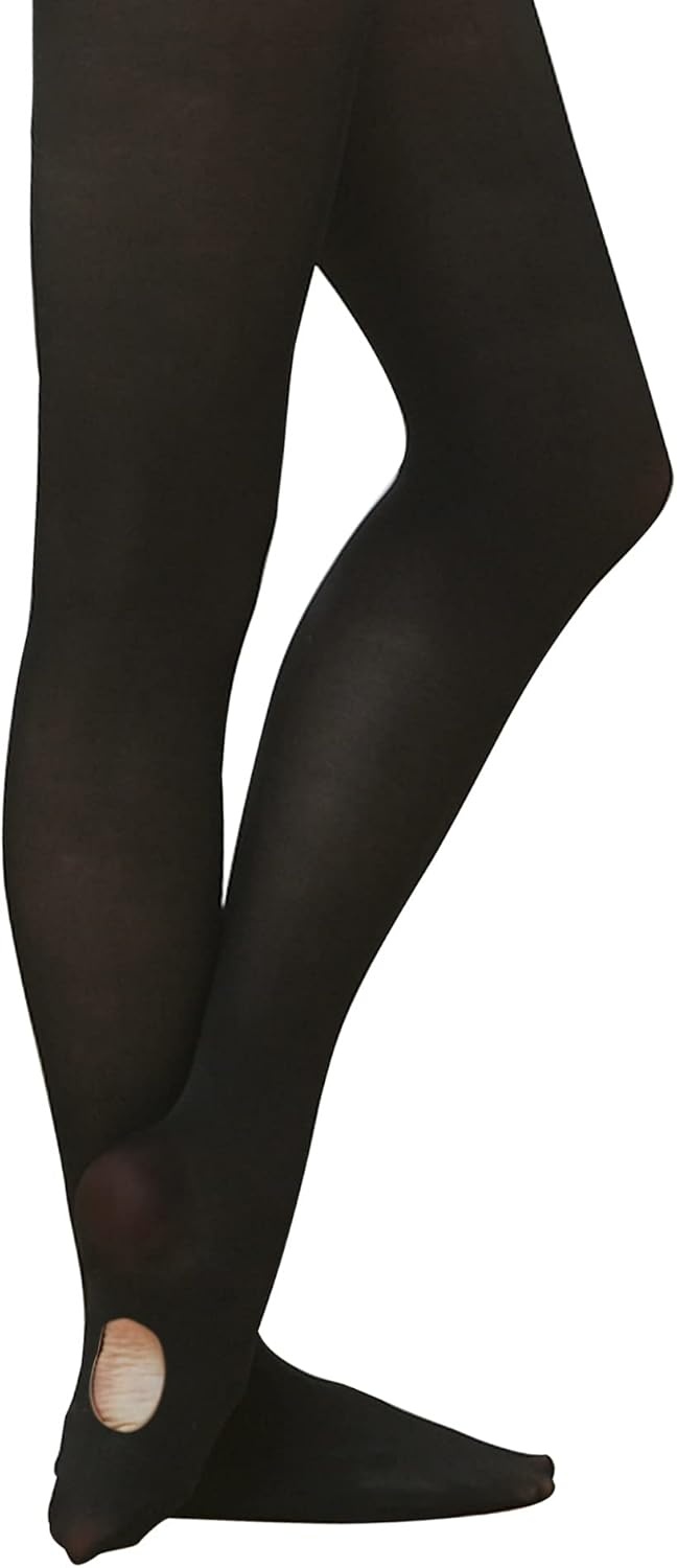 Stelle Girls Women Ballet Dance Convertible Tights Ultra Soft Pro Transition Tights(3-pack-black)