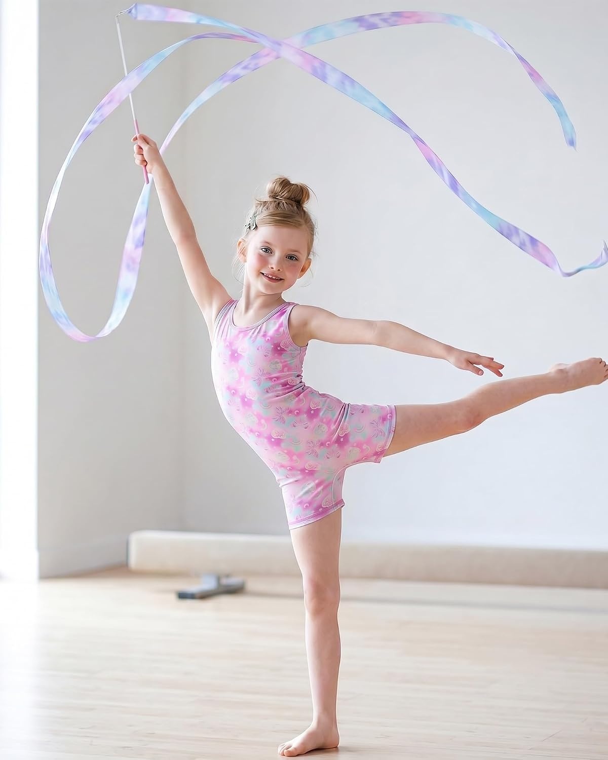 Stelle Gymnastics Leotards for Girls Sleeveless Biketard Dance Leotard Tumbling Outfits(Bow Dreams)