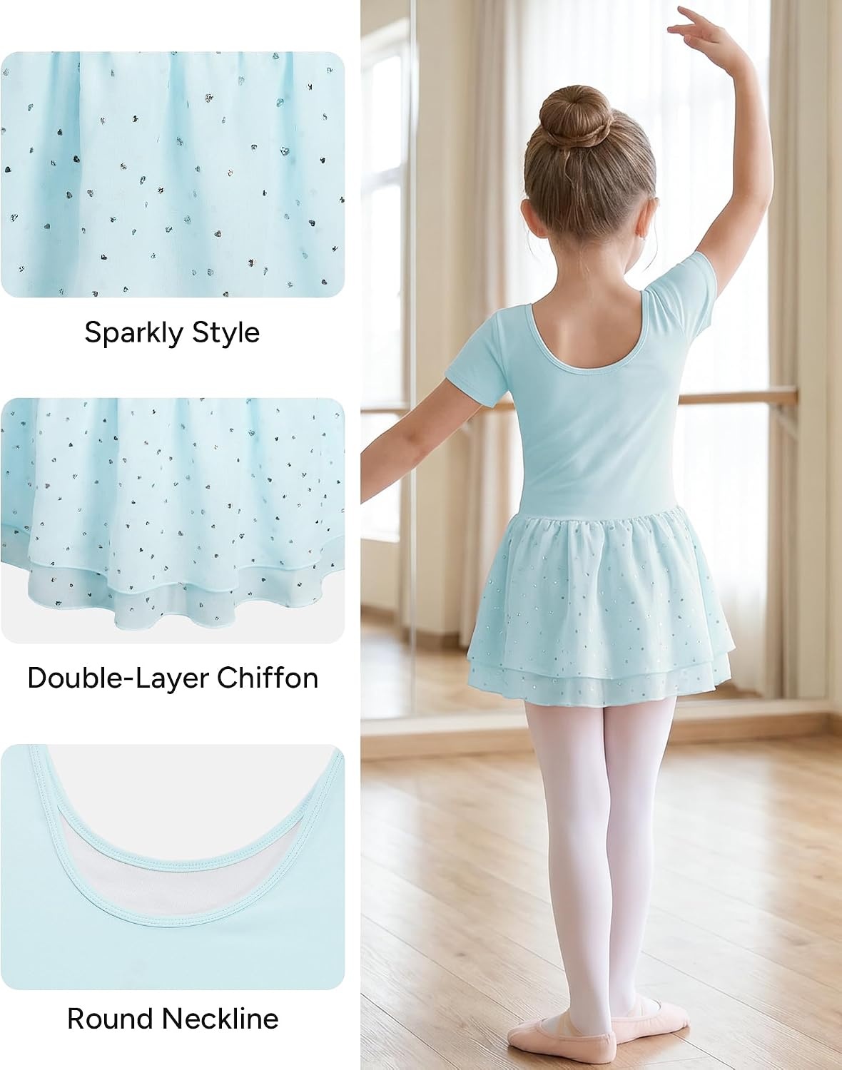 Stelle Ballet Leotards for Girls Toddler Dance Ballerina Costumes Dresses(Blue)