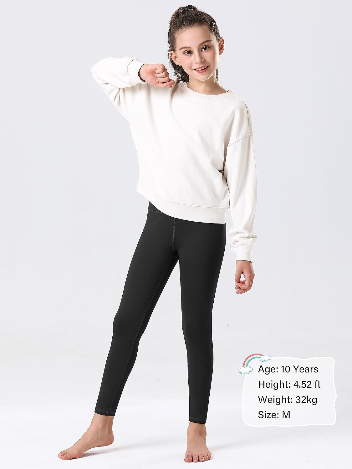 Stelle Girls Fleece Lined Leggings with Hidden Pocket High Waisted 2 Packs(2-pack-black)