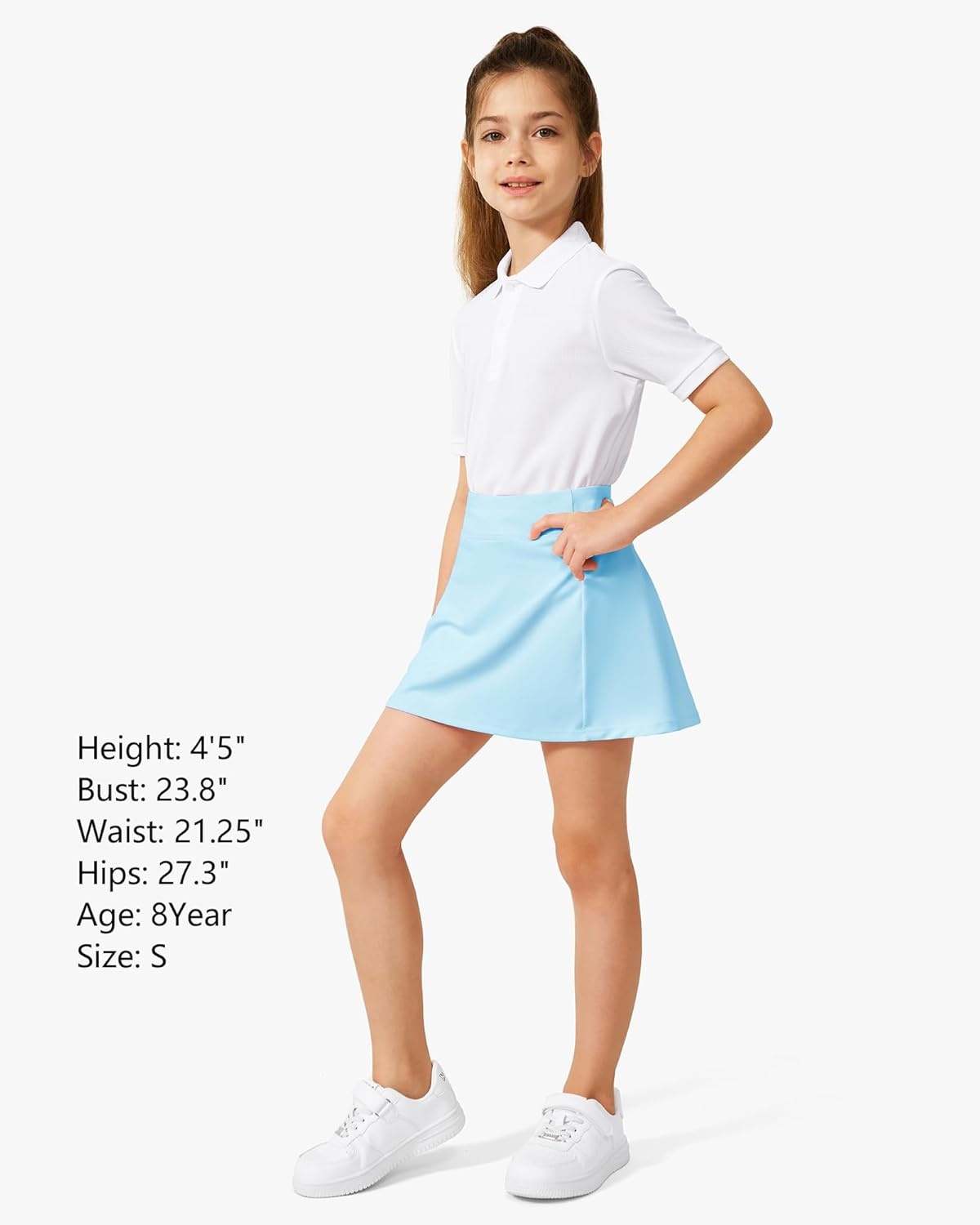 Stelle Girls Tennis Skirts with Pockets Athletic Skorts Inner Shorts High Waisted Sports Golf Running Skirt(Light Blue)