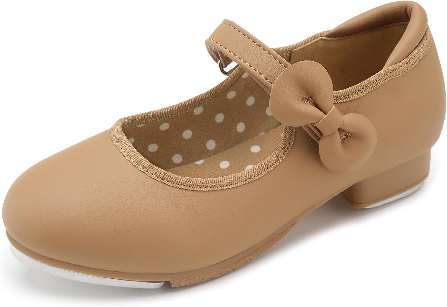 Stelle Girls Tap Shoes Toddler Dance Shoes PU Leather Easy Strap(Toddler/Little Kid/Big Kid)(Tan)