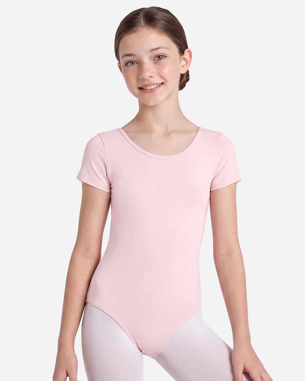 Stelle Ballet Leotards for Girls Short Sleeve Gymnastics Dancewear 2-14Y(Ballet Pink)