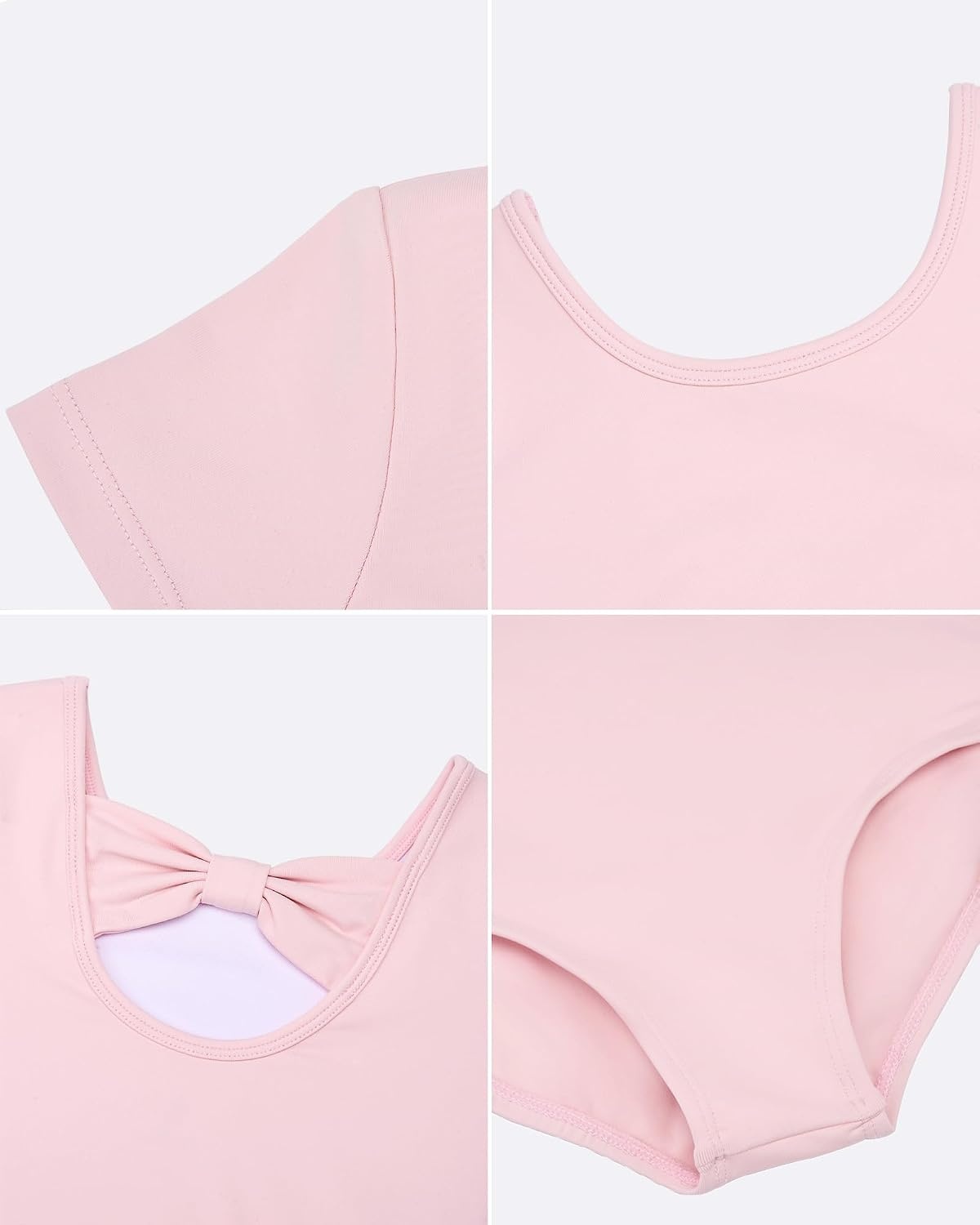 Stelle Ballet Leotards for Girls Short Sleeve Gymnastics Dancewear 2-14Y(Ballet Pink)