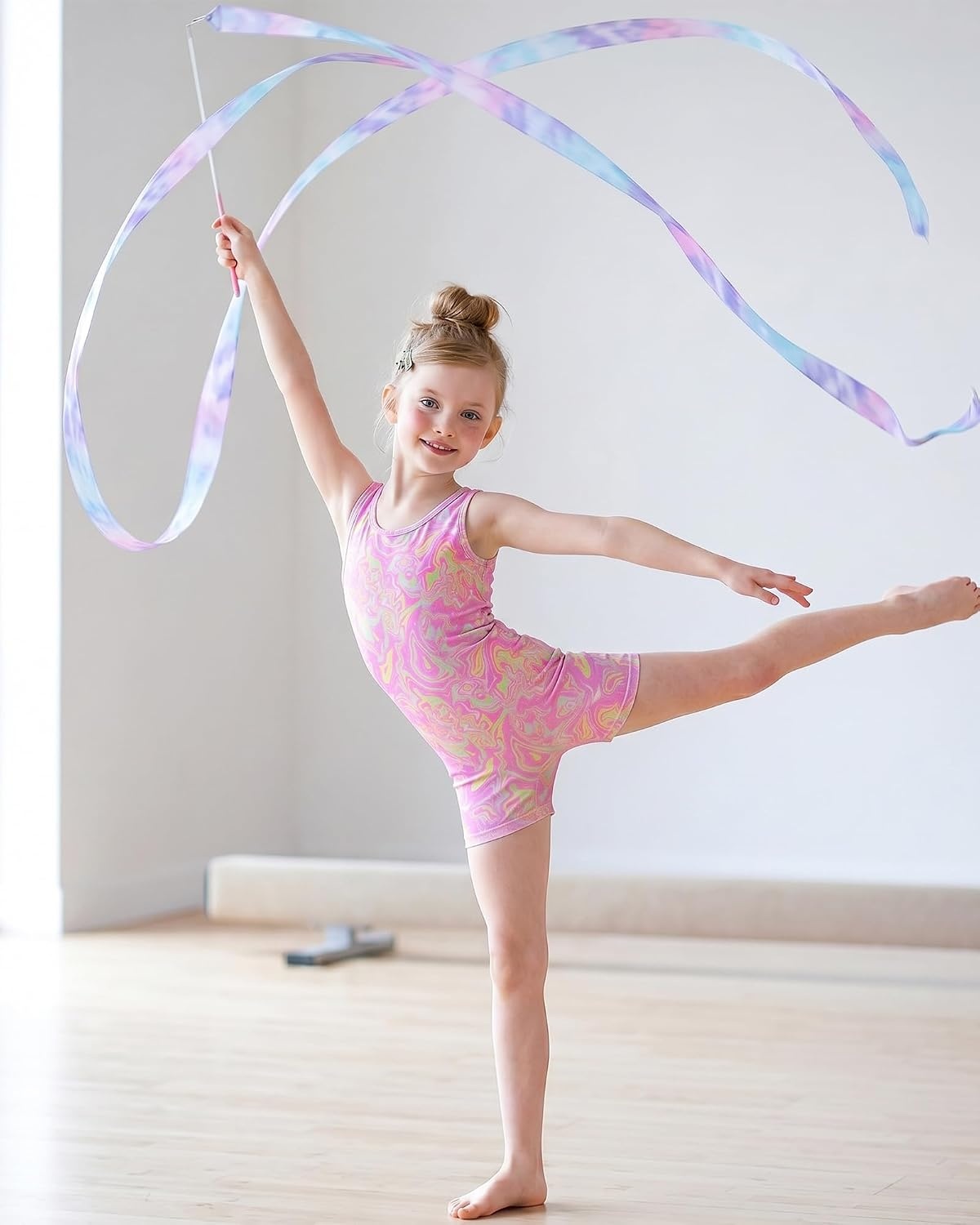 Stelle Gymnastics Leotards for Girls Sleeveless Biketard Dance Leotard Tumbling Outfits(Color Swirl)