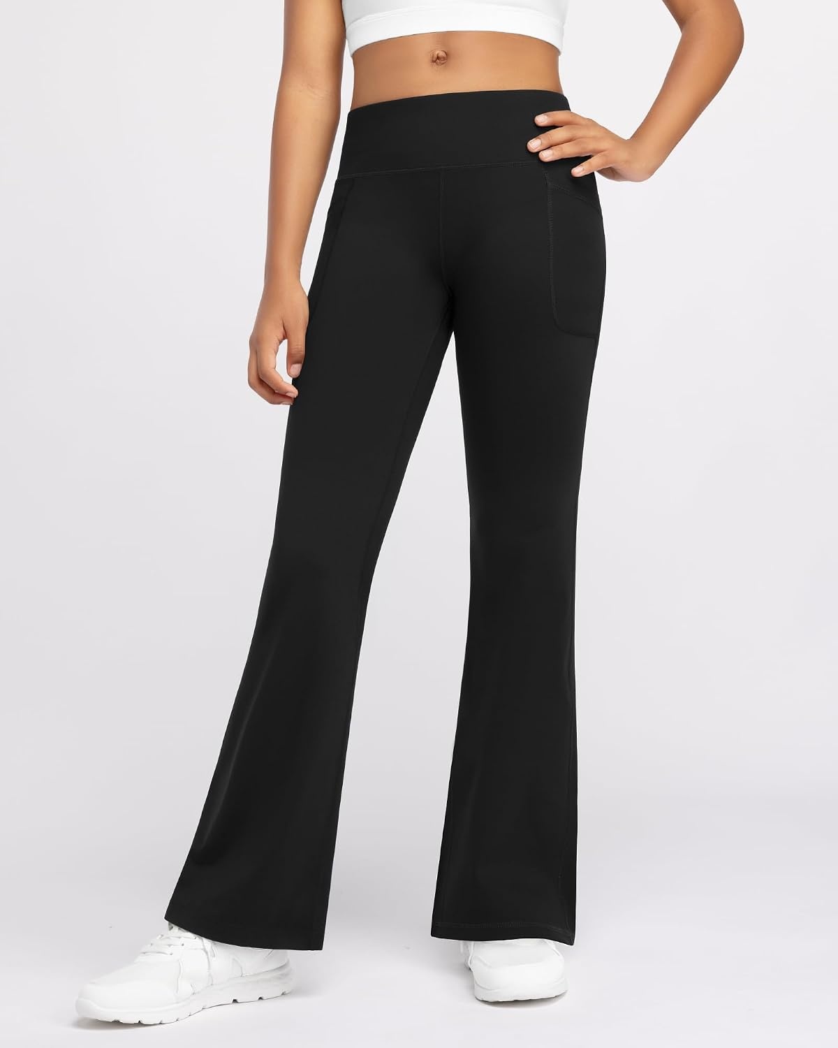 Stelle Girls Fleece Lined Leggings with Hidden Pocket High Waisted 2 Packs(Black)