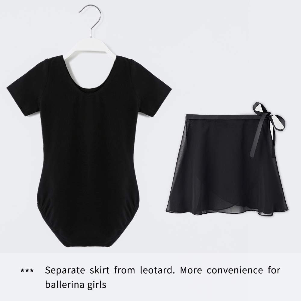 Stelle Girls Ballet Leotards Toddler Dance Combo with Skirt and Tights | Crew neck, Removable ballet skirt, Durable footed tights, Fully lined front, High elasticity & durable, Breathable(1-black)