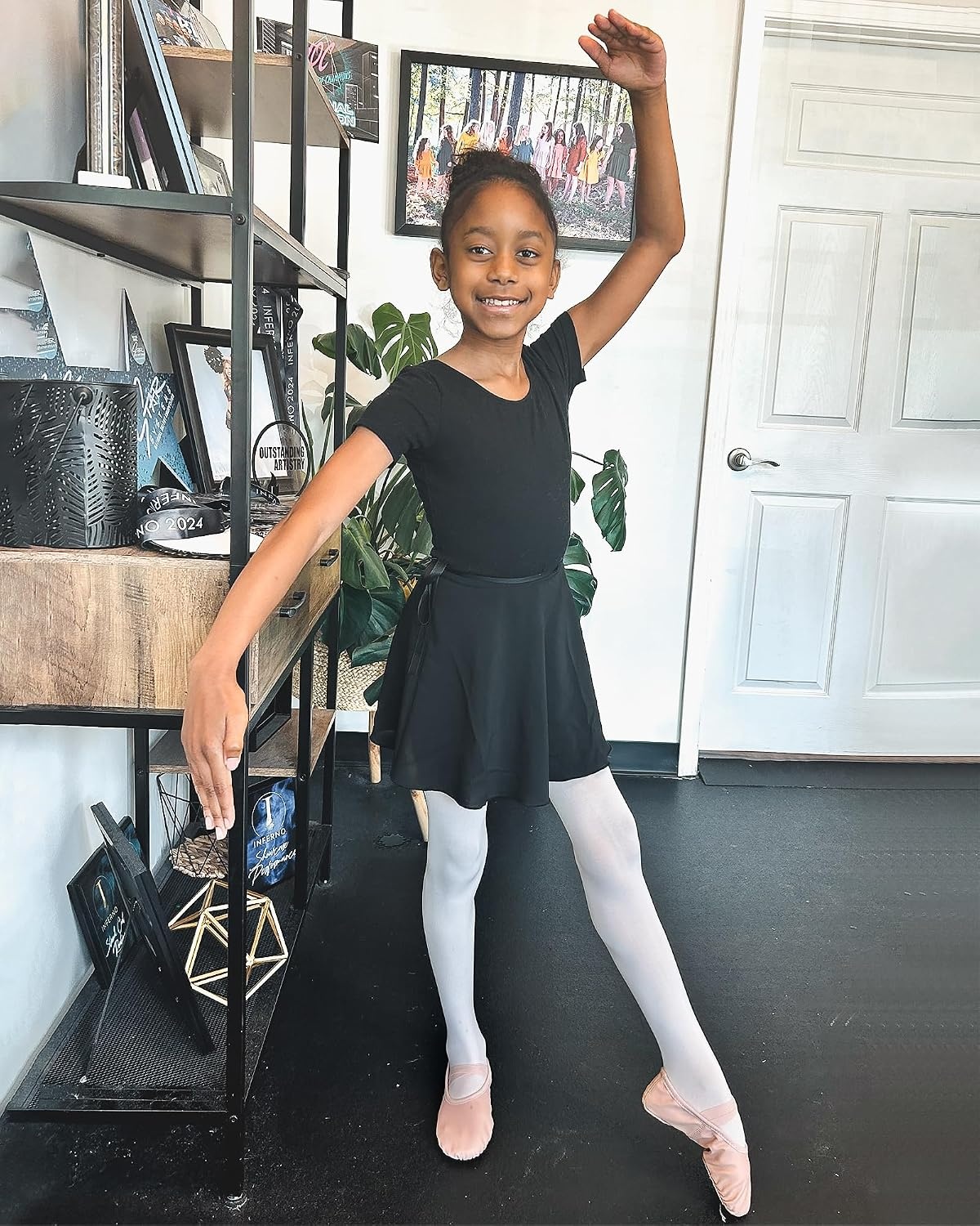 Stelle Girls Ballet Leotards Toddler Dance Combo with Skirt and Tights | Crew neck, Removable ballet skirt, Durable footed tights, Fully lined front, High elasticity & durable, Breathable(1-black)