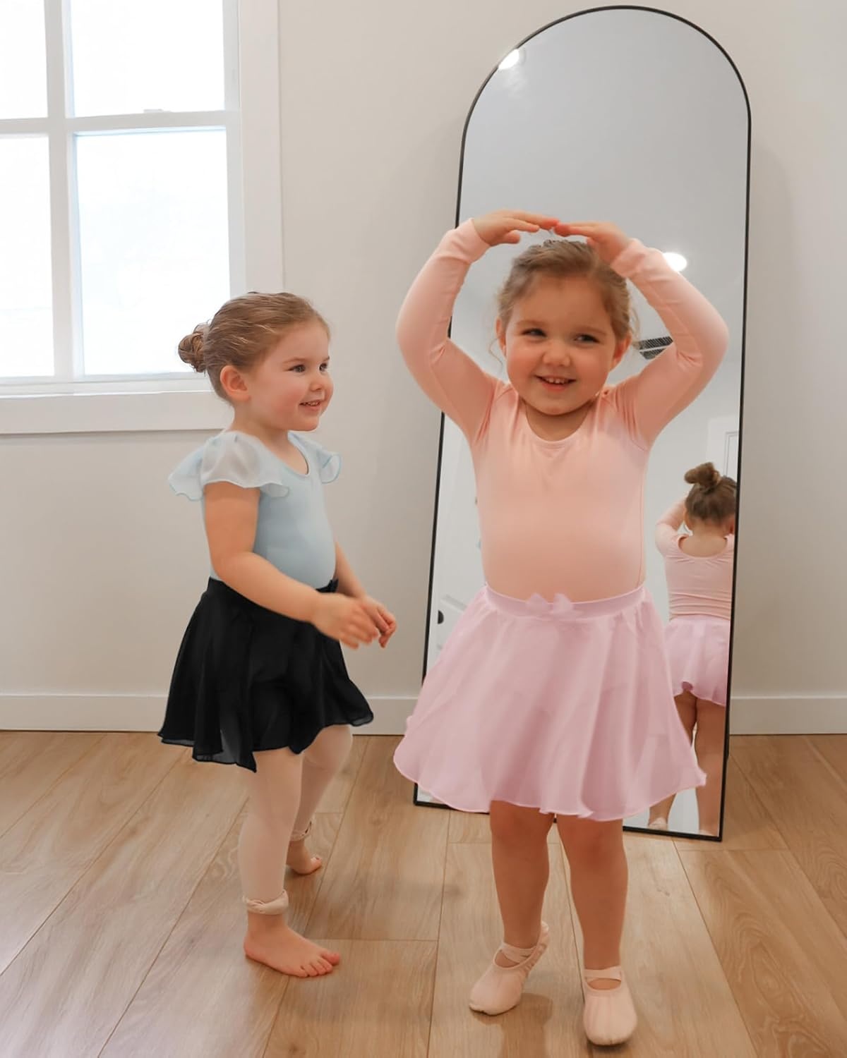 Stelle Girls Ballet Skirt Chiffon Wrap Dance Skirt Mesh Pull-On Skirt(Black)