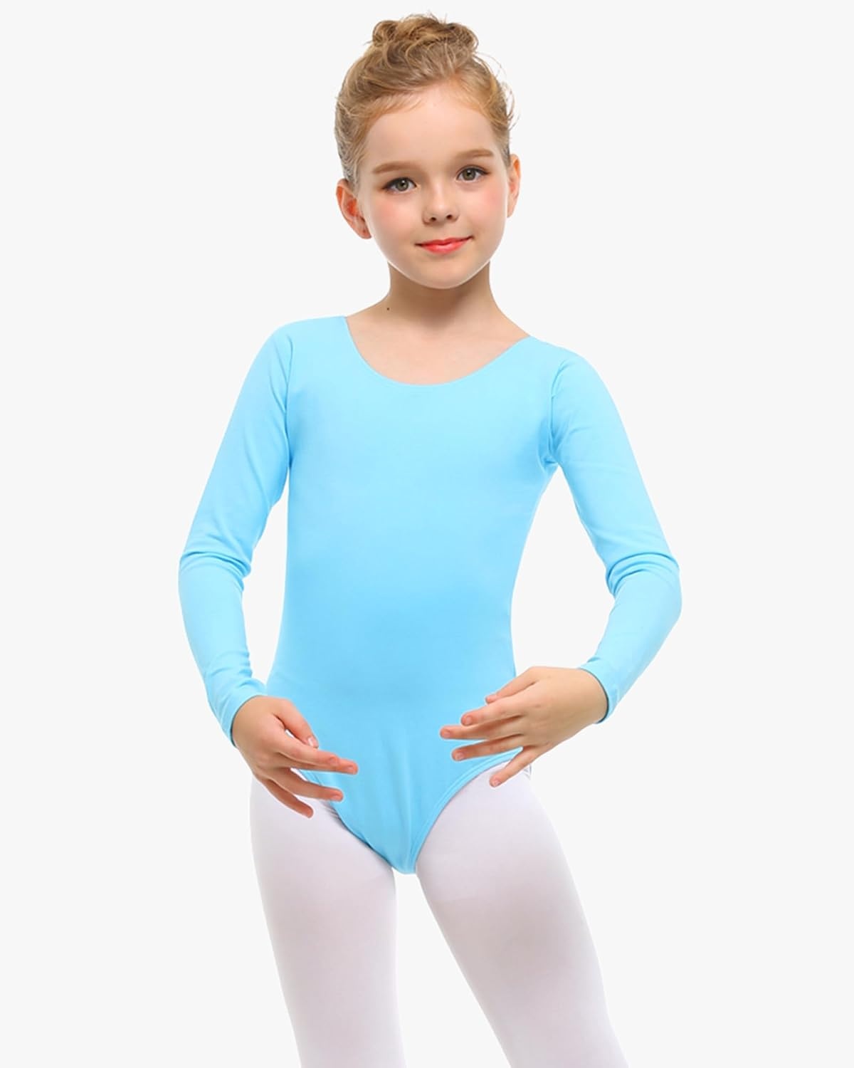 Stelle Long Sleeve Ballet Leotards for Girls Dance Leotard Gymnastics Ballet Outfits (Toddler/Little Kid/Big Kid)(Pool Blue)