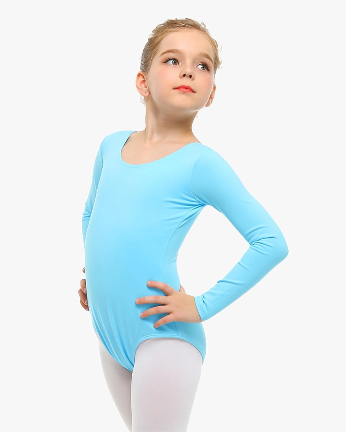 Stelle Long Sleeve Ballet Leotards for Girls Dance Leotard Gymnastics Ballet Outfits (Toddler/Little Kid/Big Kid)(Pool Blue)