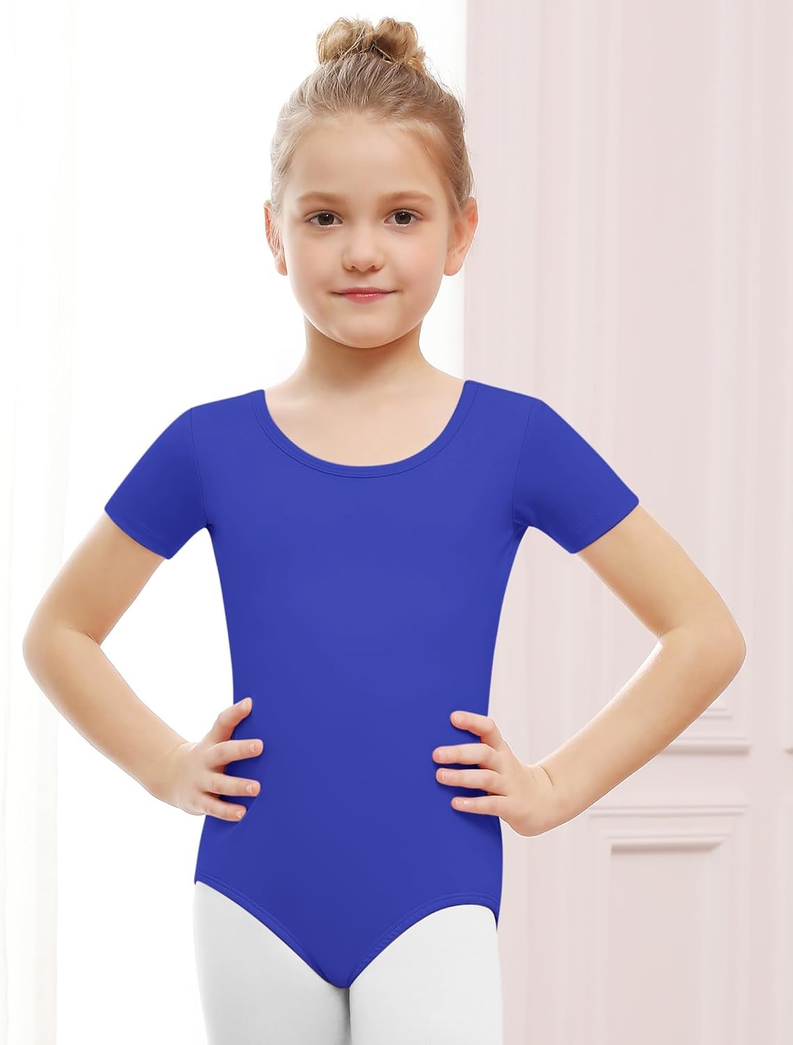 Stelle Ballet Leotards for Girls Short Sleeve Gymnastics Dance Outfit 2-16Y | Scoop neckline, Stretch fabric, Comfortable fit, Skin-friendly, Gymnastics & Ballet, Toddler dancewear, Kids bodysuit(Royal Blue)