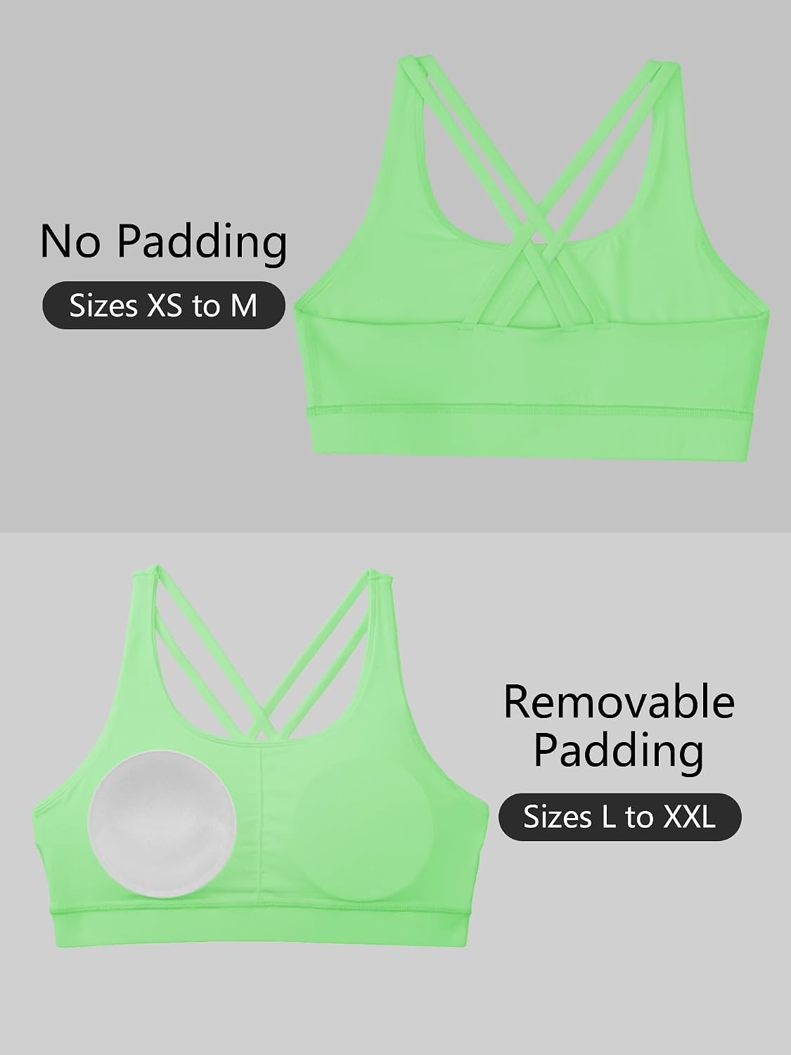 Stelle Girls Sports Bra Cross Back Training Bras for Dance Yoga 6Y-15Y(Neon Green)