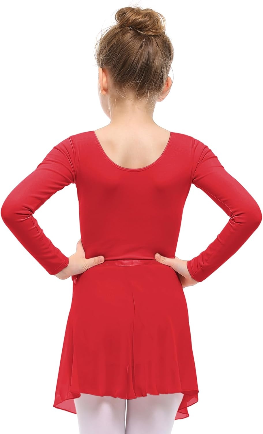 Stelle Girls Ballet Leotards Toddler Dance Combo with Skirt and Tights | Crew neck, Removable ballet skirt, Durable footed tights, Fully lined front, High elasticity & durable, Breathable(Red)