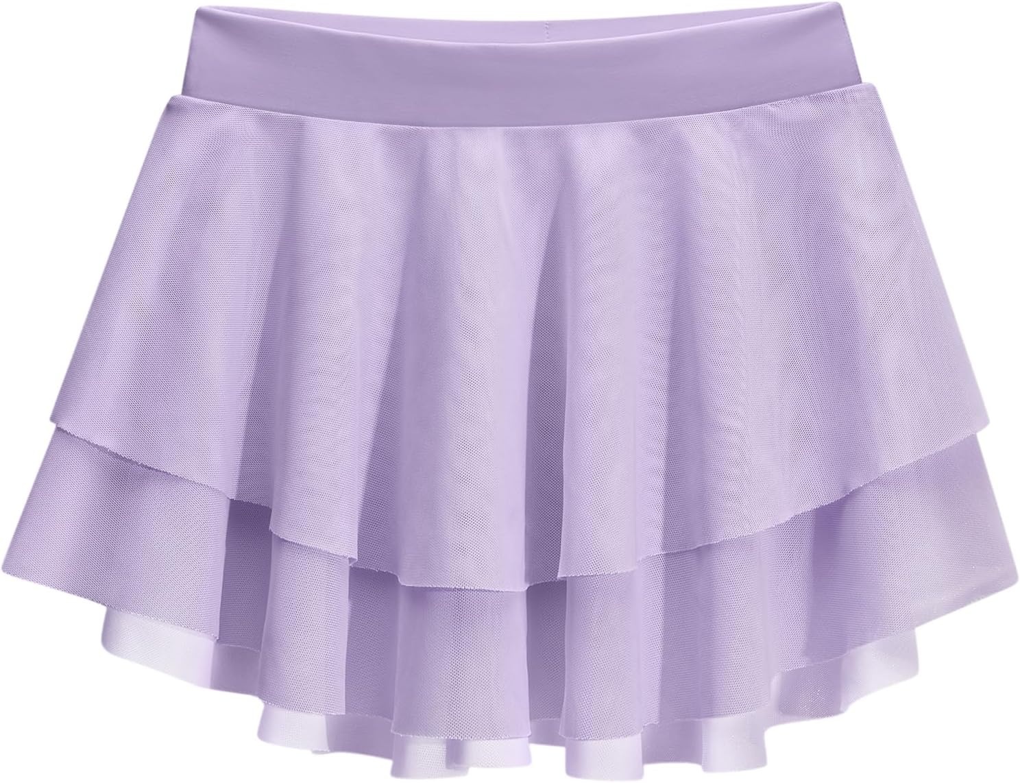 Stelle Girls Ballet Skirt Pull On High Waist Dance Wrap Skirt Layered Ruffle Chiffon Skirt Kid Toddler Ballerina Clothes(Lavender)