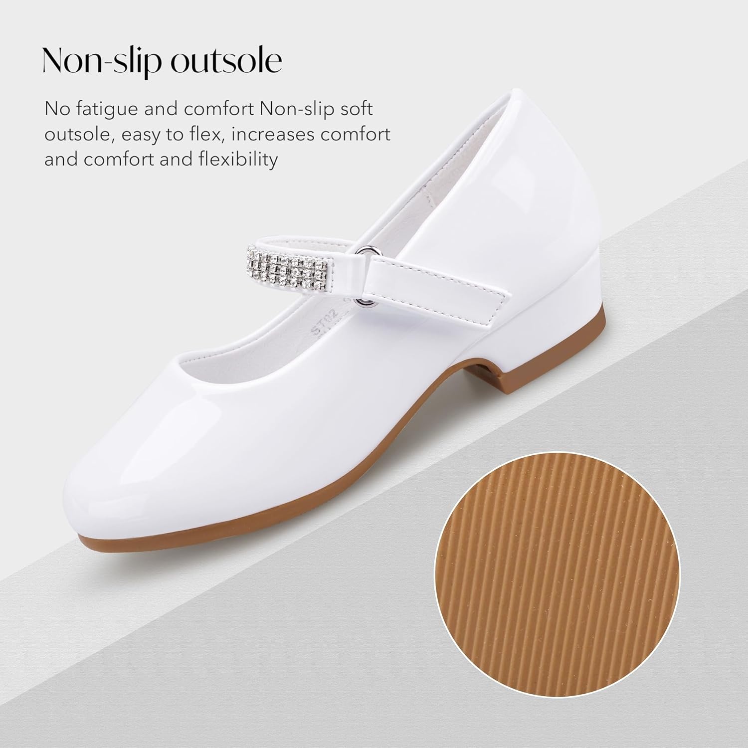 Stelle Girls Mary Jane Dress Shoes Low Heel Glitter Patent Bow Kids Party Wedding Flower Girl School Shoes(Toddler/Little/Big Kid)(Classic Patent-white(chain))