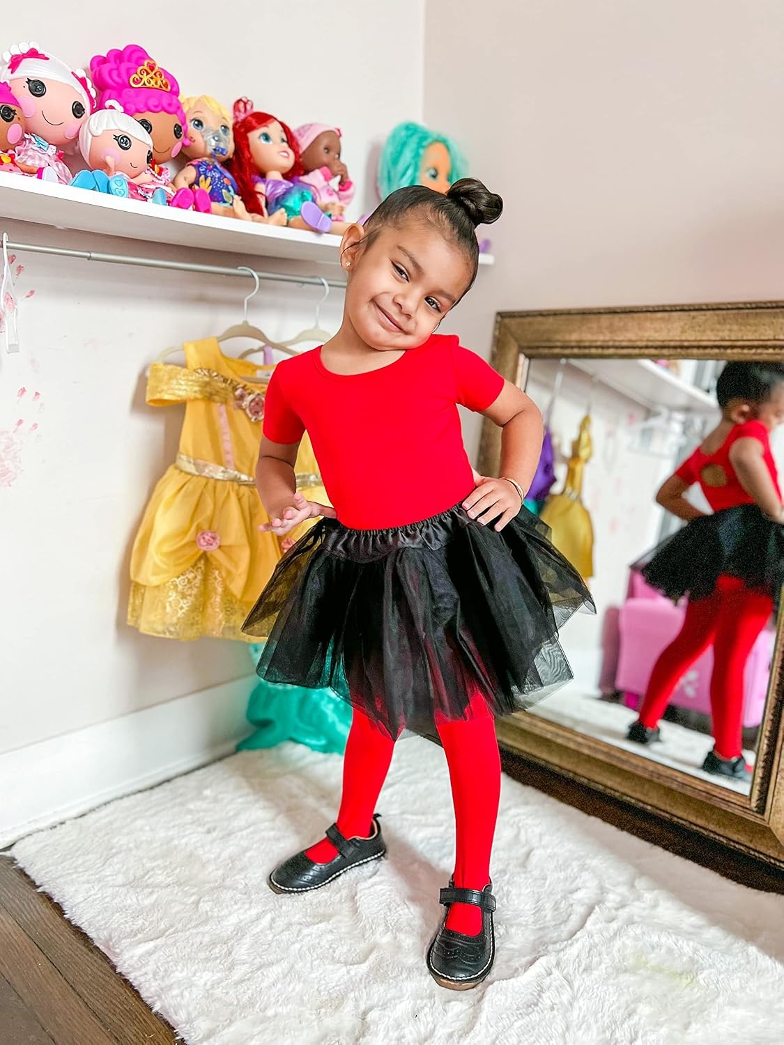 Stelle Girls Ballet Dance Students School Footed Tight (Toddler/Little Kid/Big Kid)(Red)