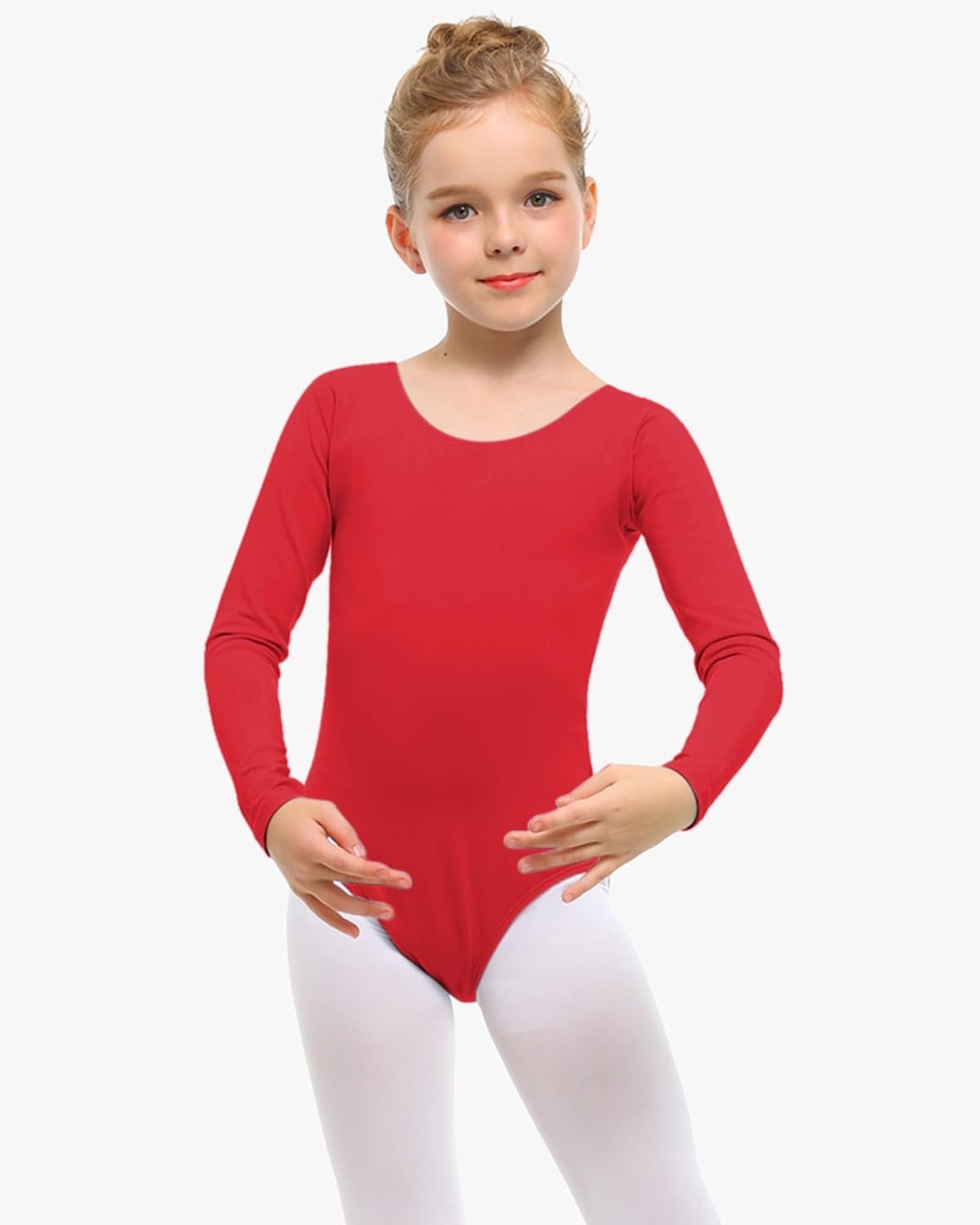 Stelle Long Sleeve Ballet Leotards for Girls Dance Leotard Gymnastics Ballet Outfits (Toddler/Little Kid/Big Kid)(Red)
