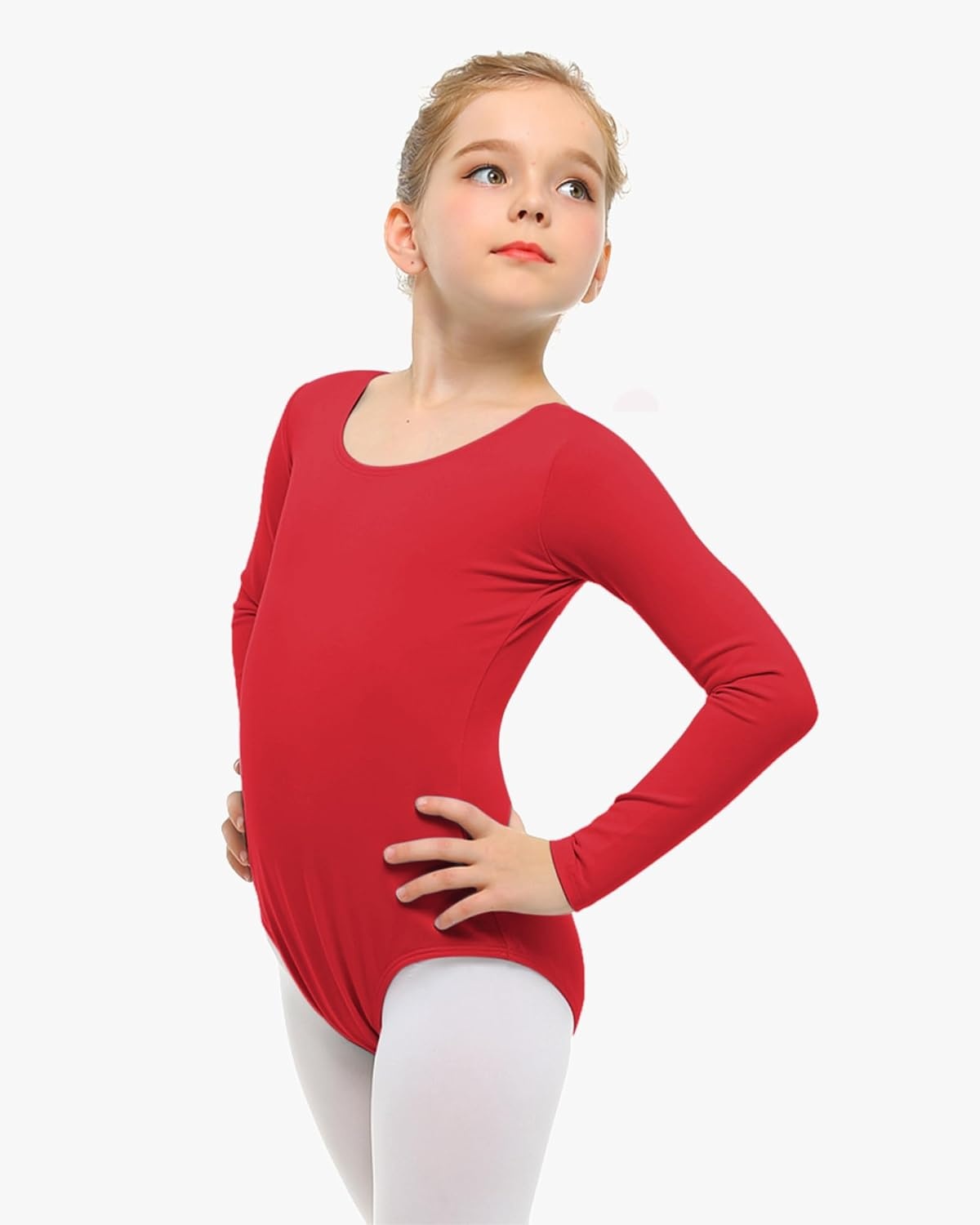 Stelle Long Sleeve Ballet Leotards for Girls Dance Leotard Gymnastics Ballet Outfits (Toddler/Little Kid/Big Kid)(Red)