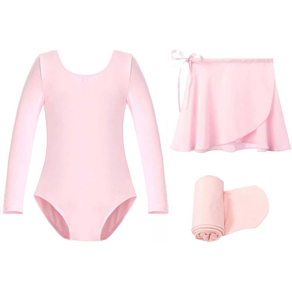 Stelle Girls Ballet Leotards Toddler Dance Combo with Skirt and Tights(Ballet Pink)