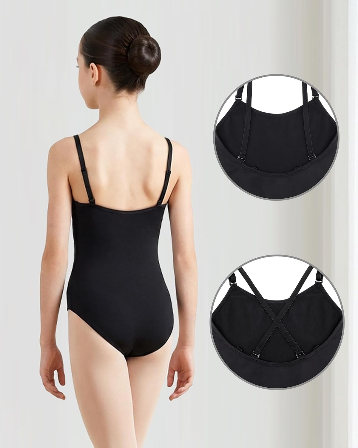 Stelle Girls Camisole Ballet Leotard Seamless Undergarment for Dance(Black)