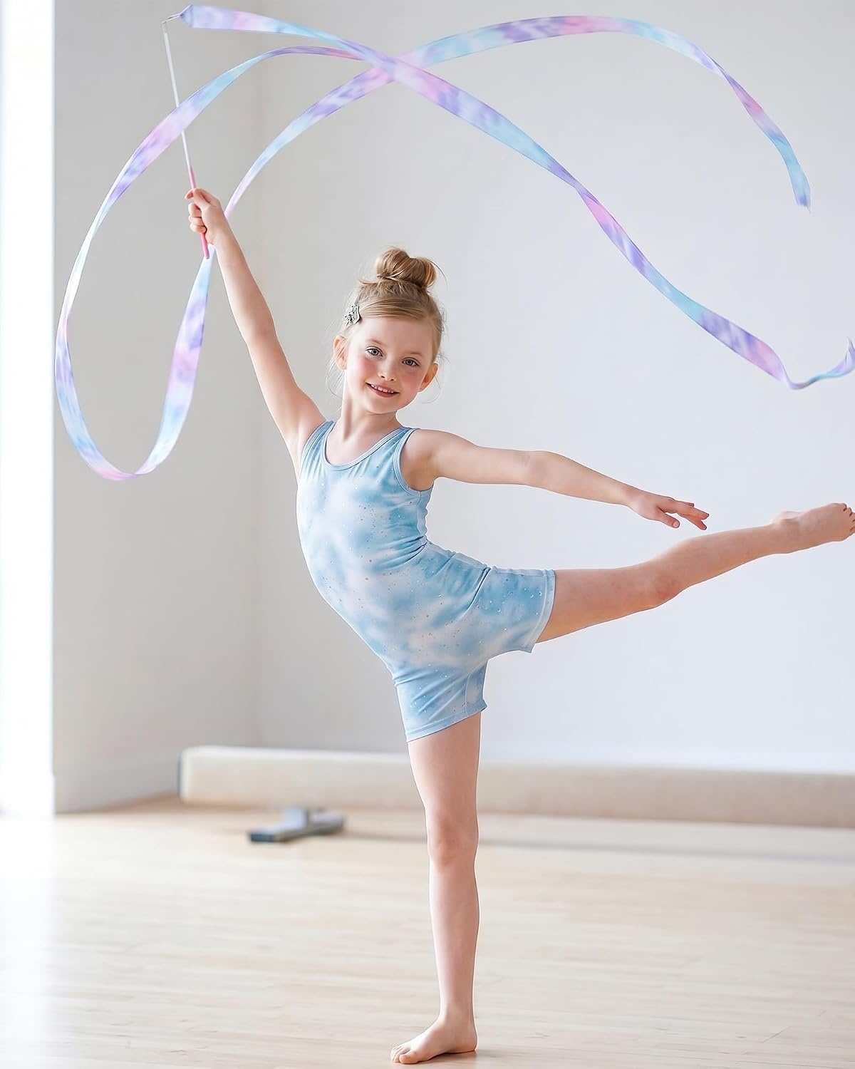 Stelle Gymnastics Leotards for Girls Sleeveless Biketard Dance Leotard Tumbling Outfits(Cloudburst Blue)