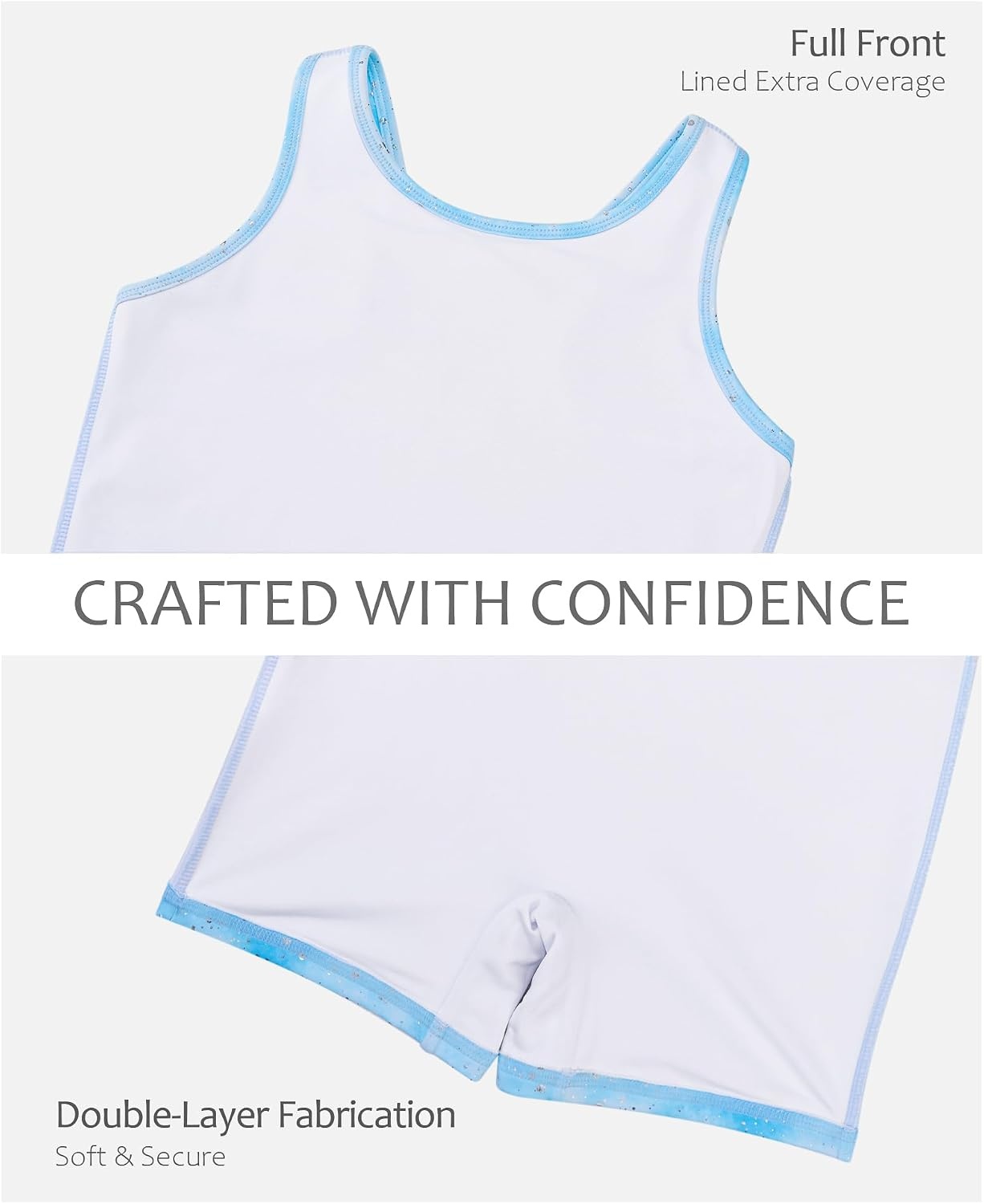 Stelle Gymnastics Leotards for Girls Sleeveless Biketard Dance Leotard Tumbling Outfits(Cloudburst Blue)