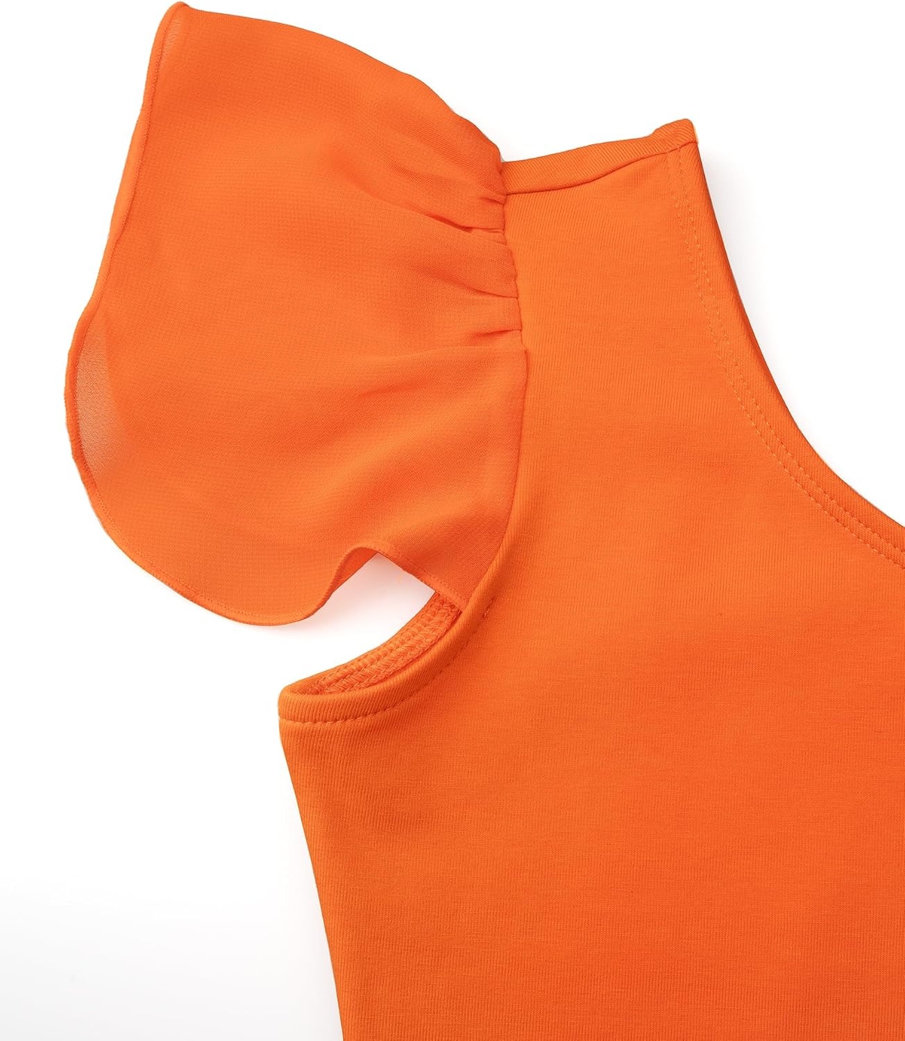 Stelle Girls Leotards Black Ballet Dance Leotards Ruffle Short Sleeve Gymnastics Outfits(Toddler/Little Kid/Big Kid)(Orange)