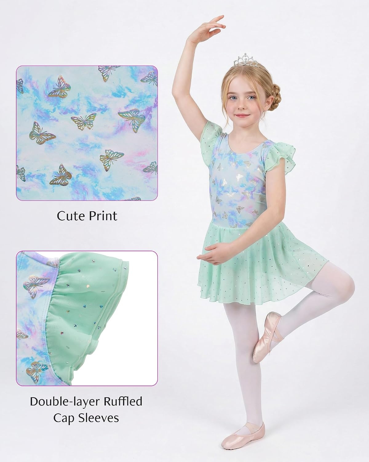 Stelle Ballet Leotards for Girls Toddler Dance Leotard Gymnastic Outfits(Butterfly Mist)