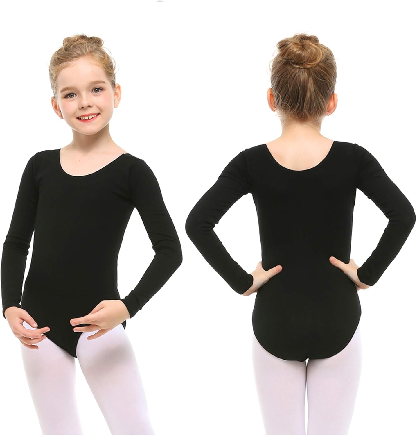 Stelle Long Sleeve Ballet Leotards for Girls Dance Leotard Gymnastics Ballet Outfits (Toddler/Little Kid/Big Kid)(Black)
